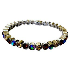 🔴 3️⃣ Pack Ruby Amber and Royal Rhinestone Crystal Magnetic Clasp Bracelets